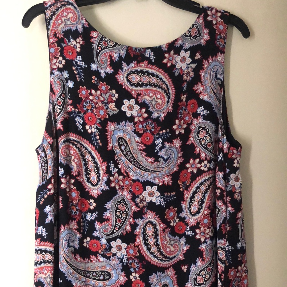 J. Jill Black and Red Paisley Tank Top